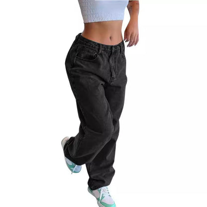 Casual Retro Loose Denim Trousers Women