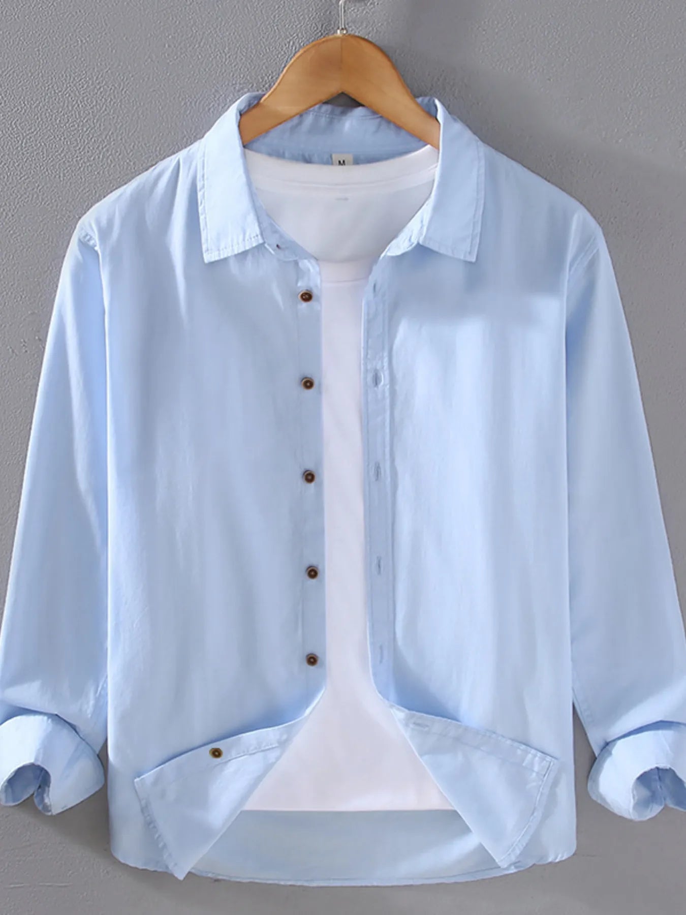 Men's Plus Size Button-Up Shirt with Rolled Sleeves