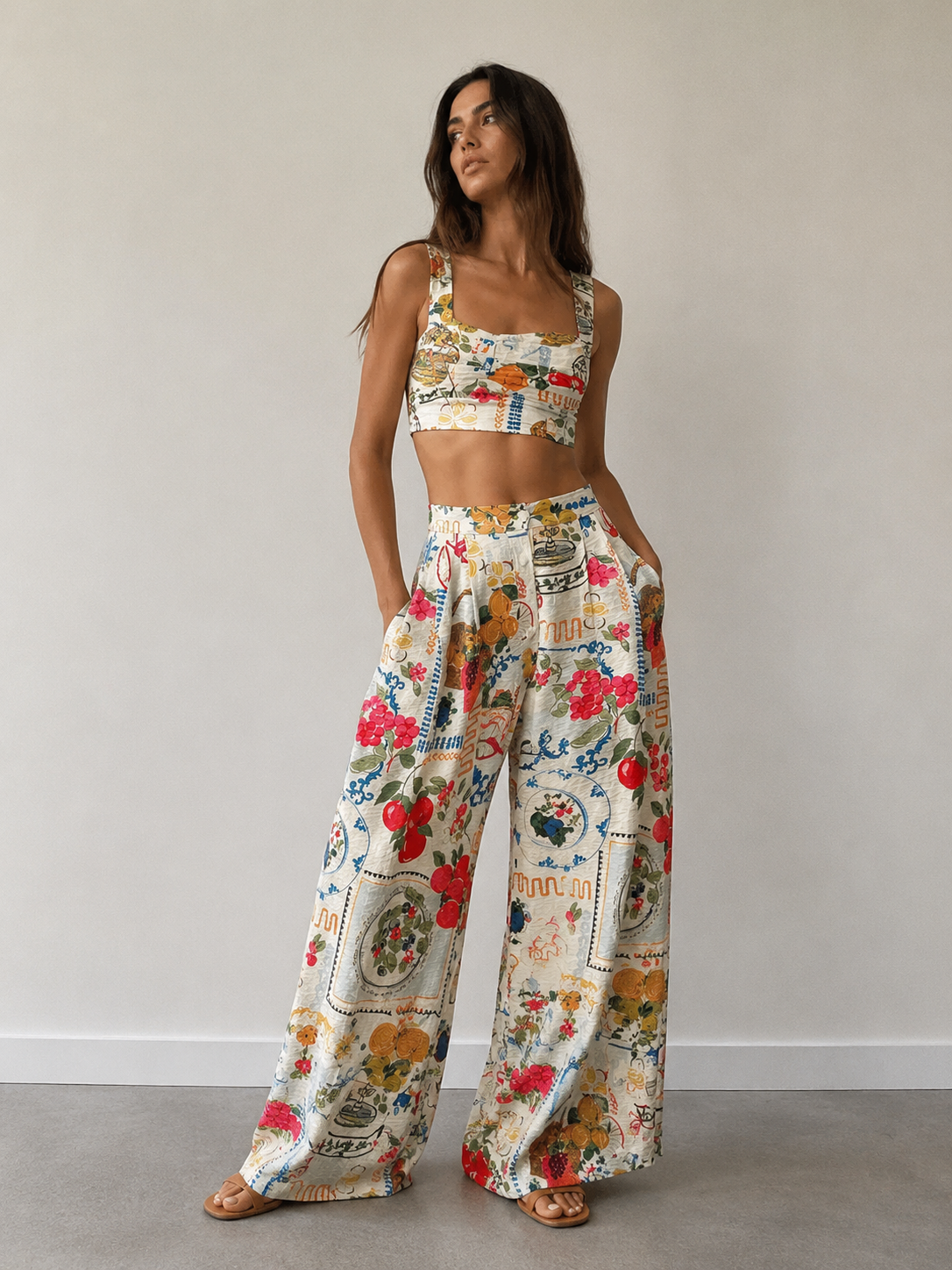 Printed Cami and Skirt Set
