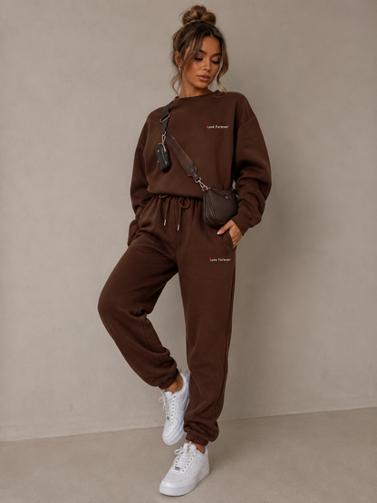 Round Neck Sweatshirt and Joggers Set