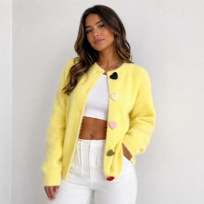 Lemon Blossom Fuzzy Cardigan