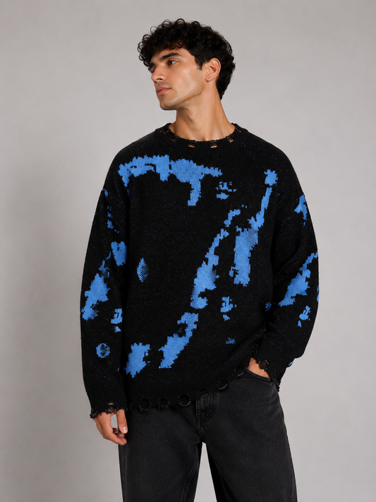 Vintage Face Graphic Pullover Sweater