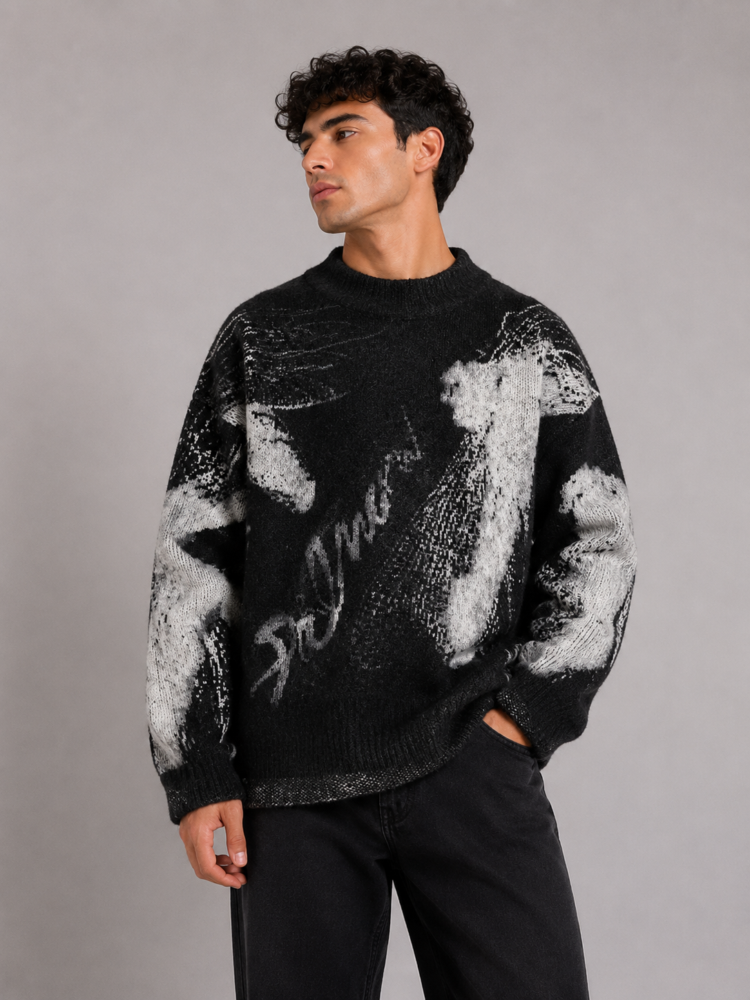 Black & White Abstract Pattern Sweater