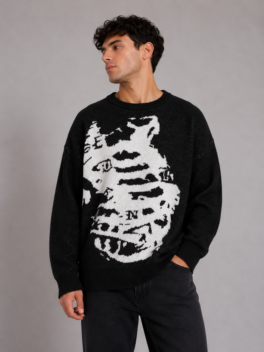 Monochrome Skeleton Art Sweater