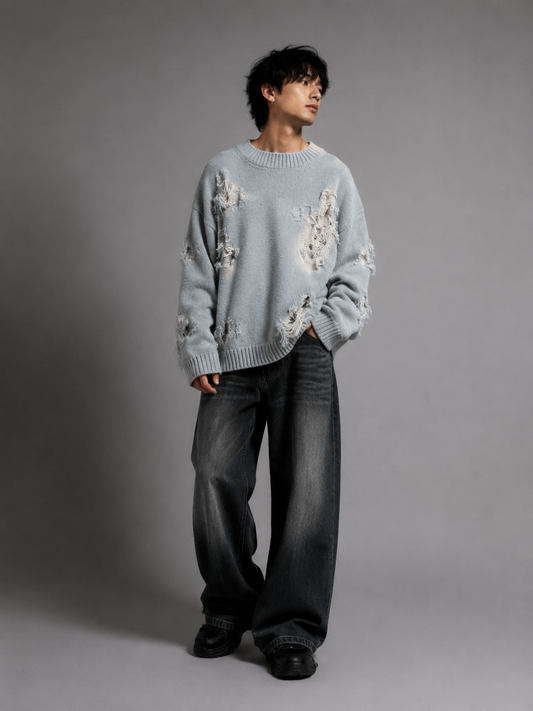 Vintage Ripped Crewneck Sweater