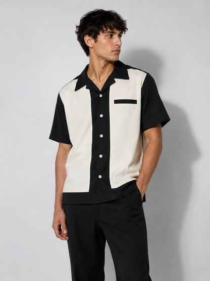 Vintage Black & White Button-Up Shirt