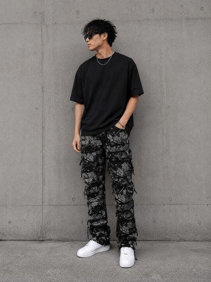 Urban Bandana Print Distressed Jeans