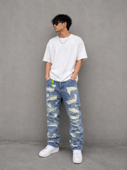 Heavy Distressed Designer Jeans