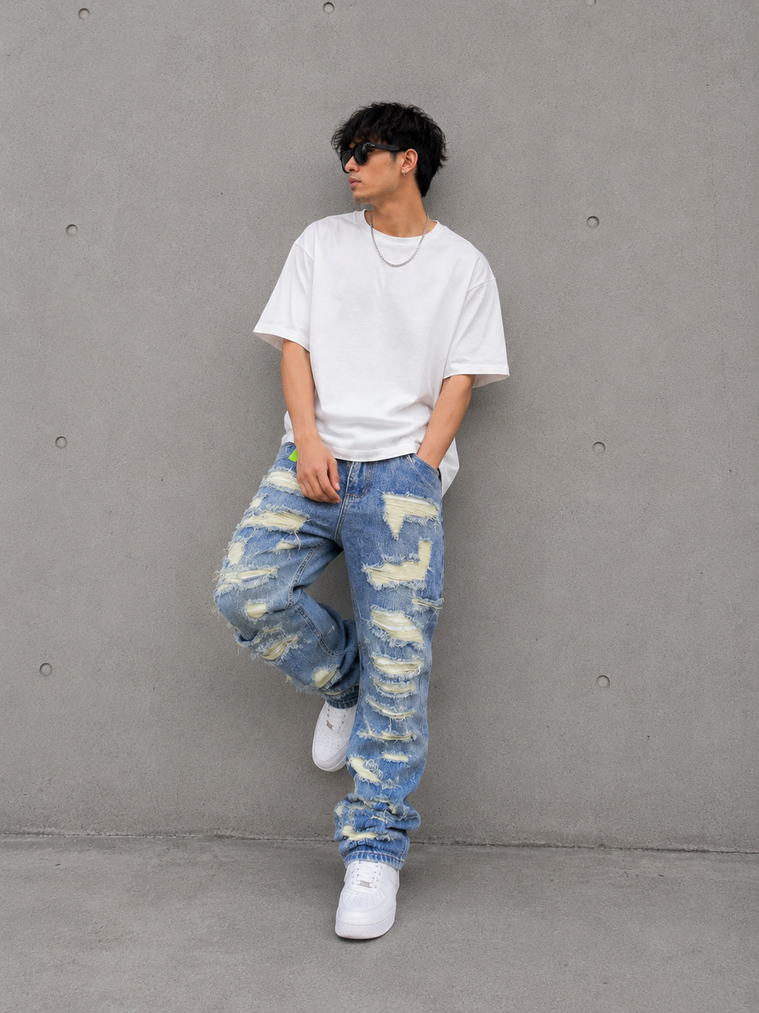Heavy Distressed Designer Jeans