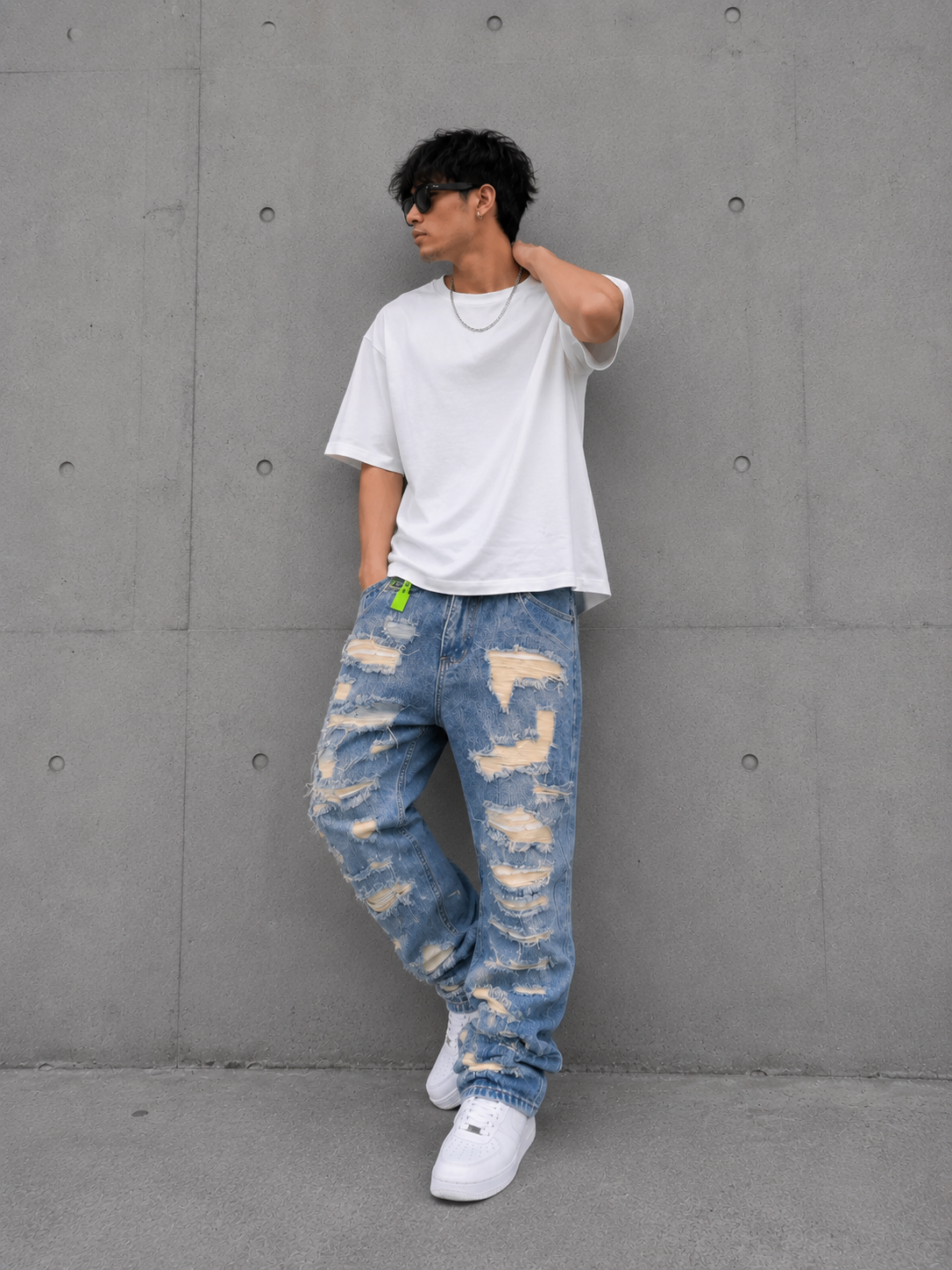 Heavy Distressed Designer Jeans