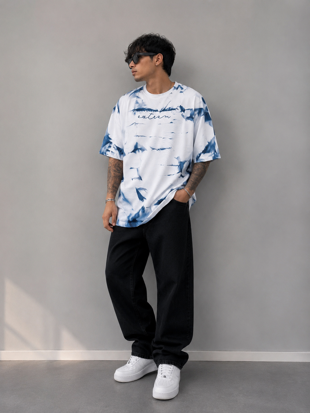 Men's Full Size Tie-Dye Round Neck T-Shirt Plus Size