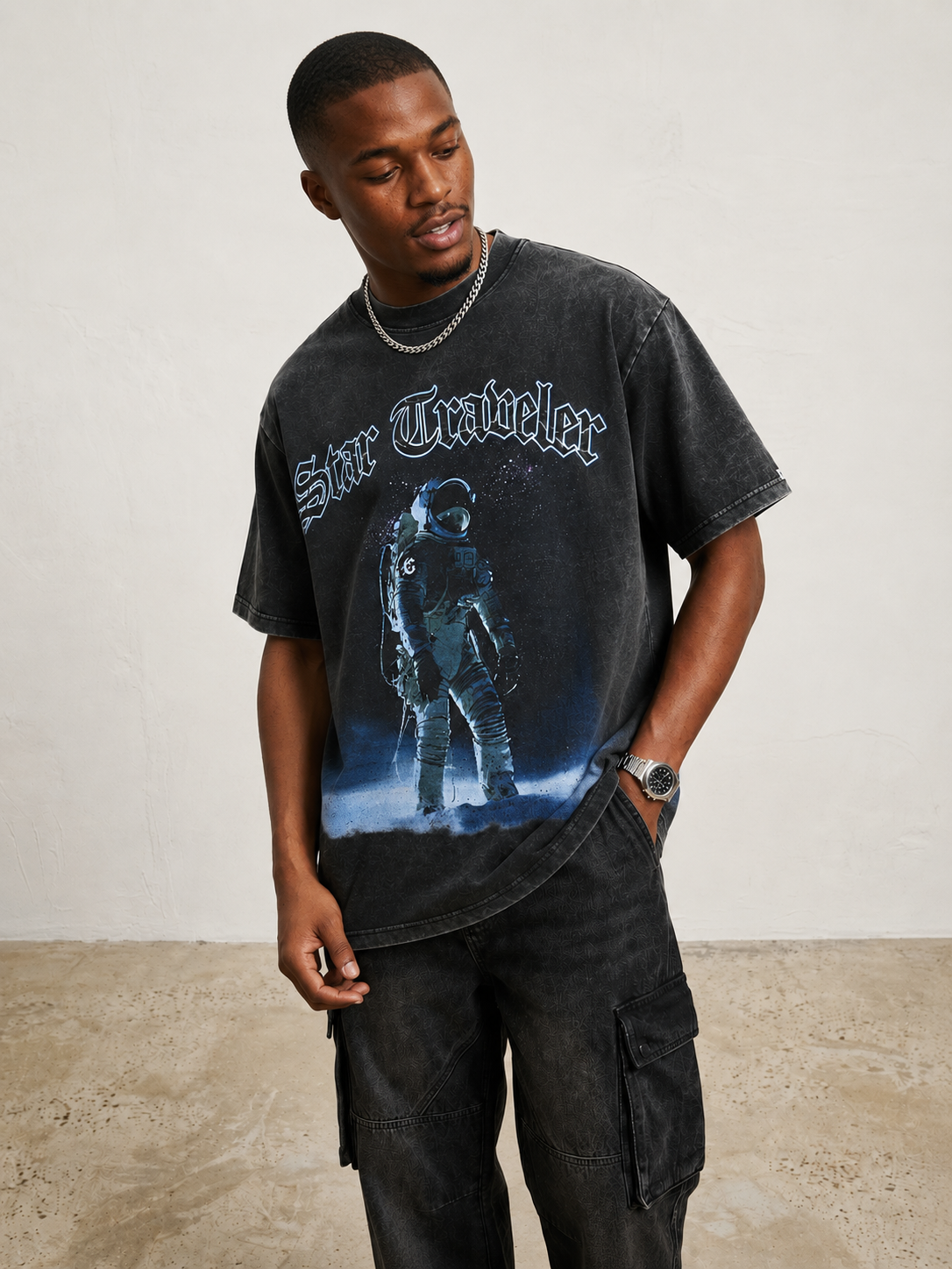 Men's Star Traveler Graphic Oversized T-Shirt
