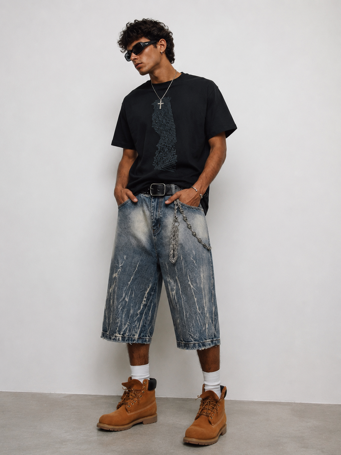 Men's Full Size Washed Loose Fit Denim Shorts Plus Size