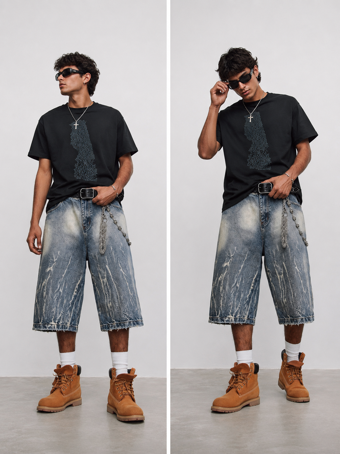 Men's Full Size Washed Loose Fit Denim Shorts Plus Size