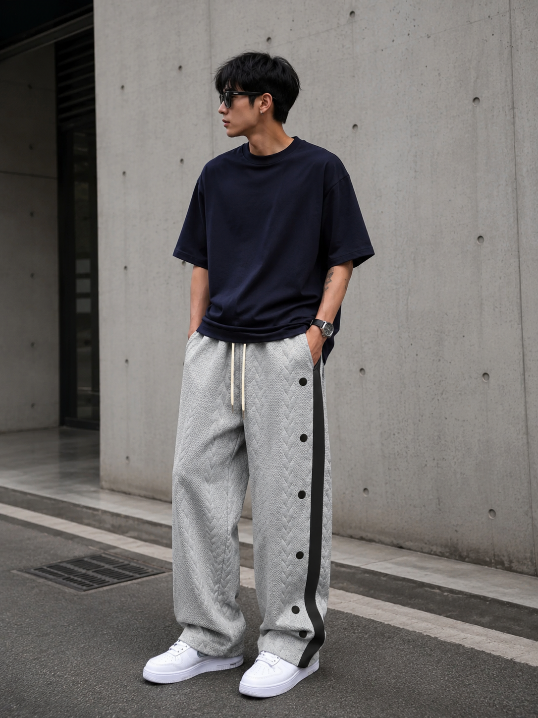 Men's Full Size Textured Drawstring Pants Plus Size