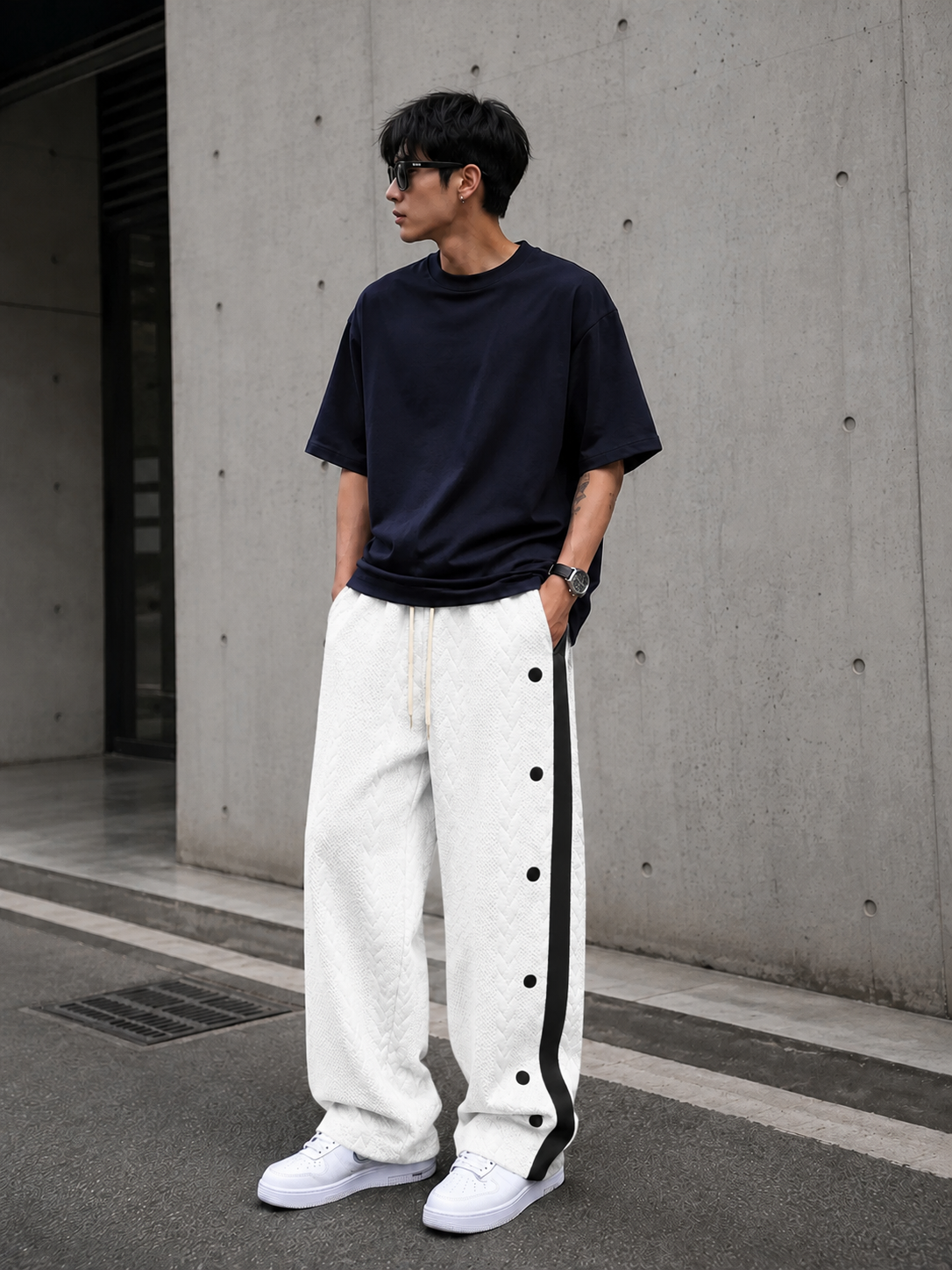 Men's Full Size Textured Drawstring Pants Plus Size
