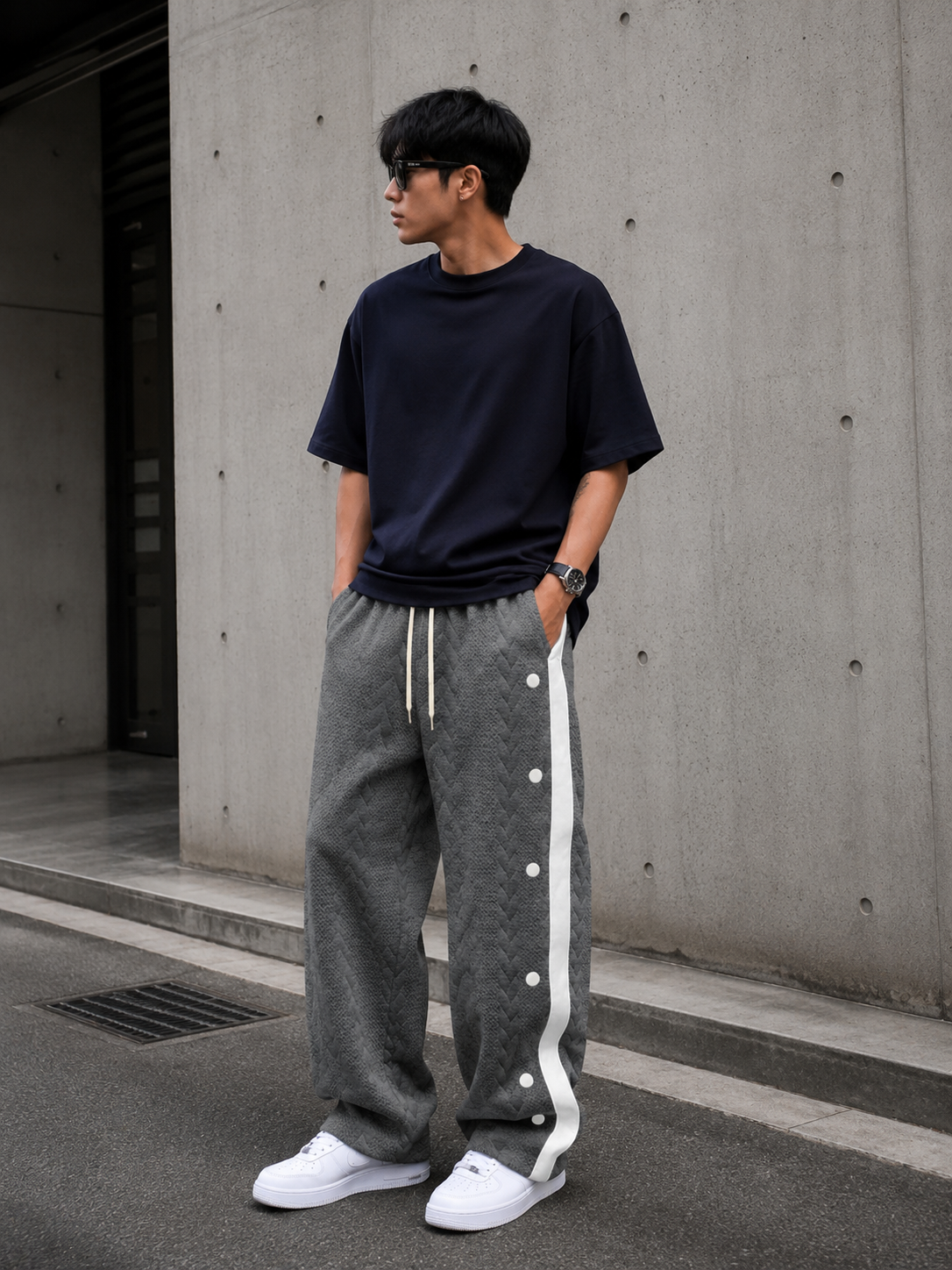 Men's Full Size Textured Drawstring Pants Plus Size