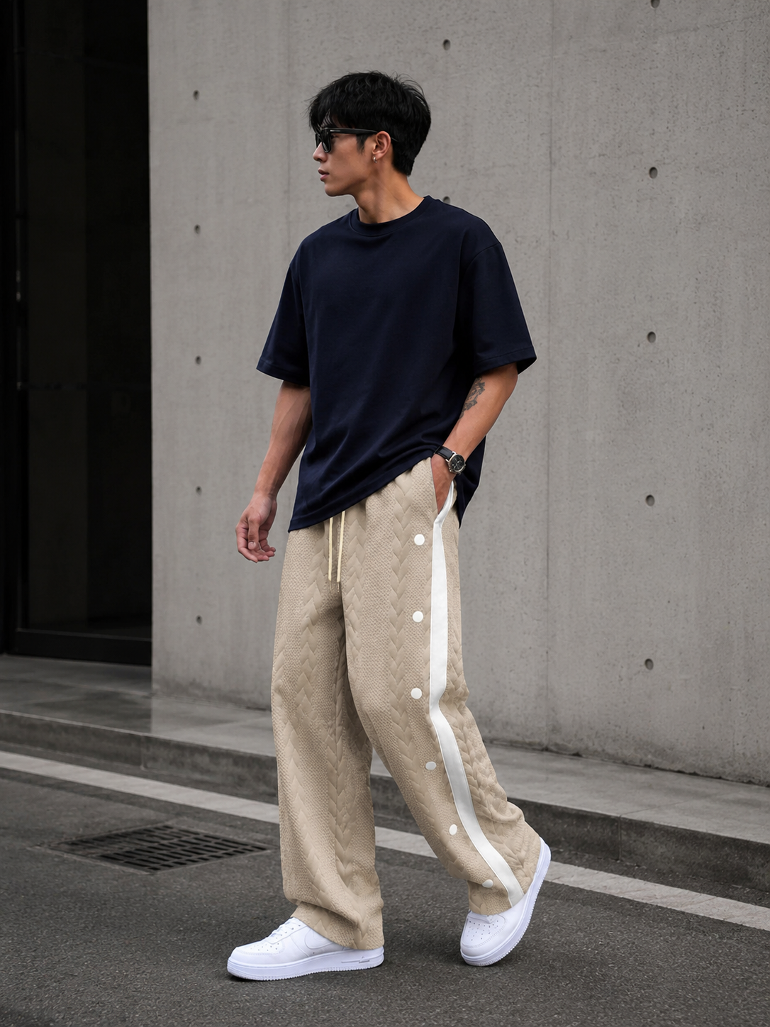 Men's Full Size Textured Drawstring Pants Plus Size