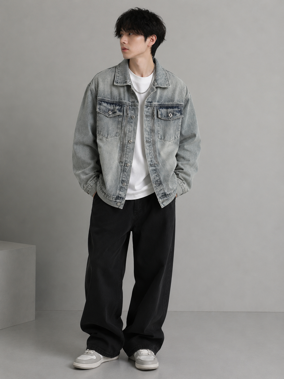 Men's Full Size Wash Button Up Denim Jacket Plus Size