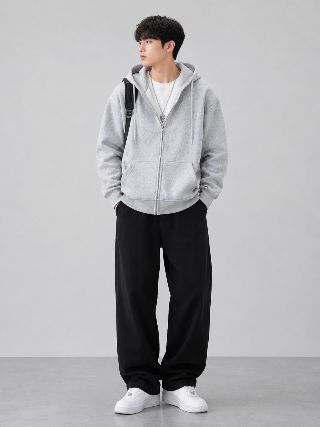 Men's Plus Size Solid Color Zip-Up Hoodie