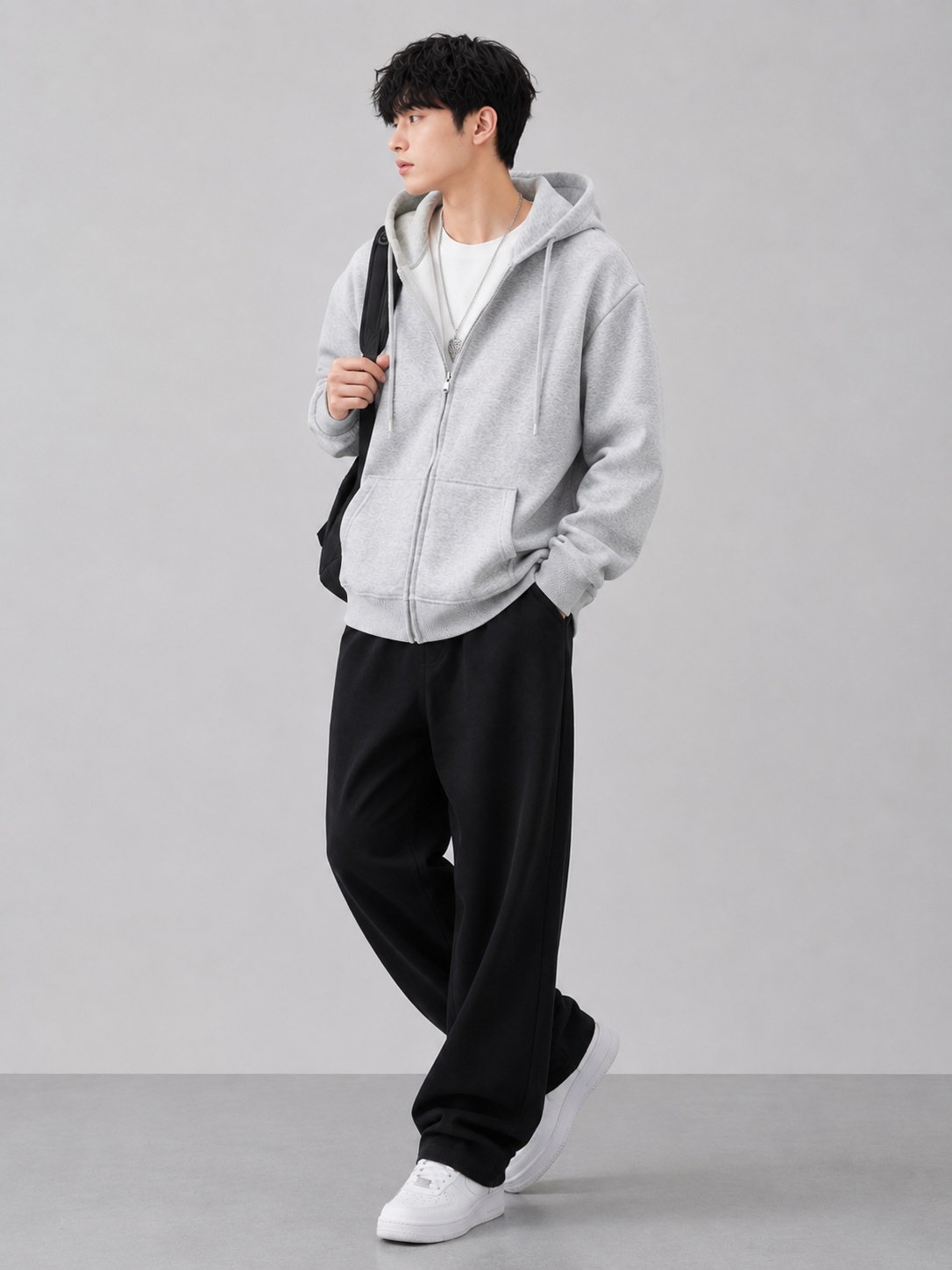Men's Plus Size Solid Color Zip-Up Hoodie