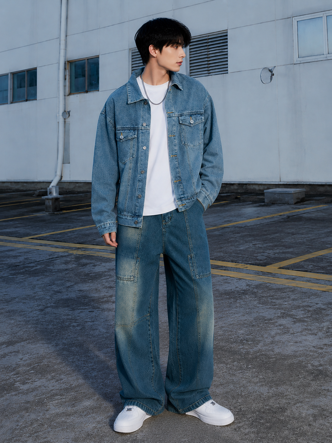 Men's Button Up Long Sleeve Denim Jacket