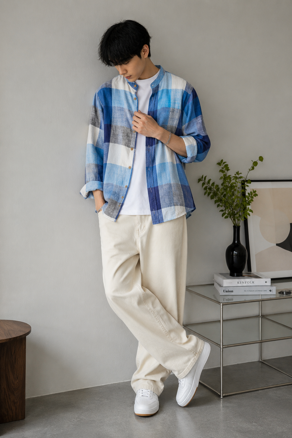 Men's Plus Size Plaid Long Sleeve Shirt