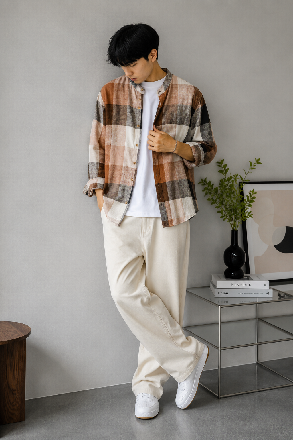Men's Plus Size Plaid Long Sleeve Shirt