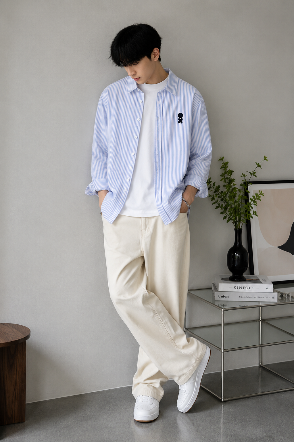 Men's Plus Size Striped Casual Long Sleeve Shirt