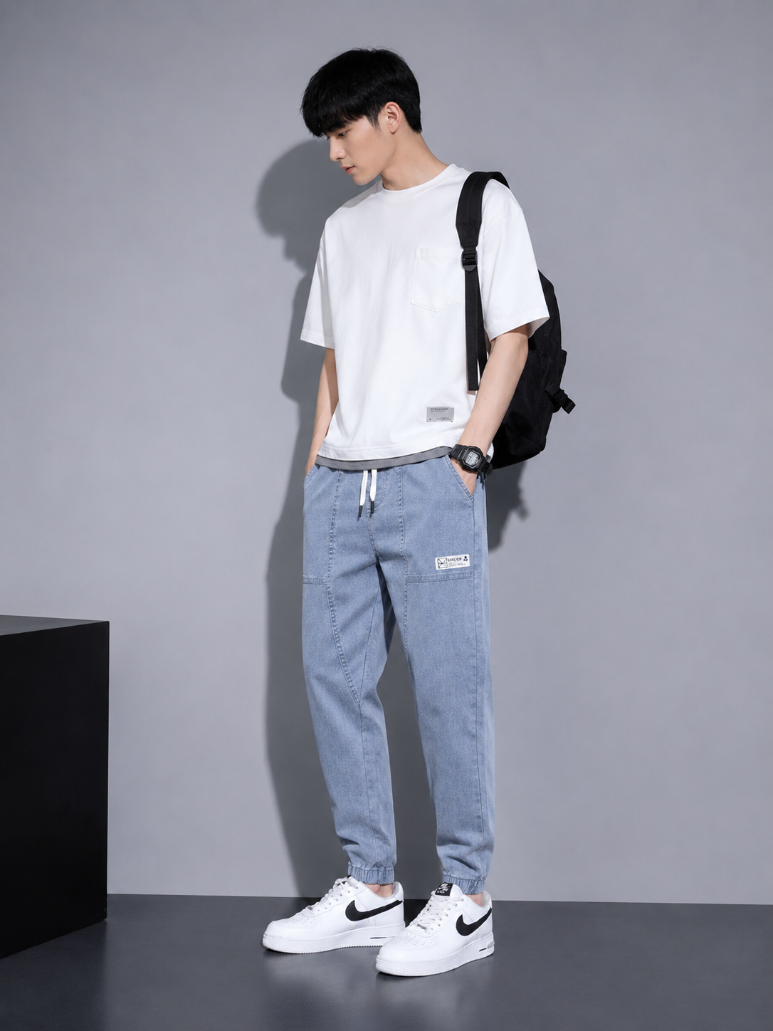 Men's Full Size Casual Loose Fit Denim Joggers Plus Size