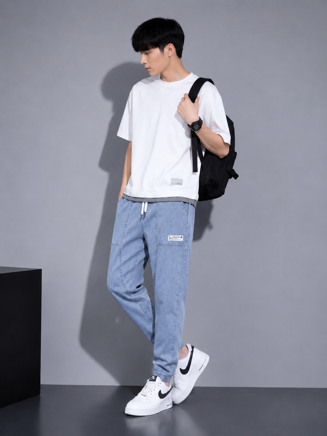 Men's Full Size Casual Loose Fit Denim Joggers Plus Size