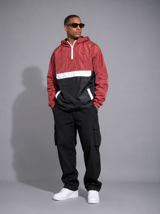 Color Block Anorak Jacket Pullover Windbreaker