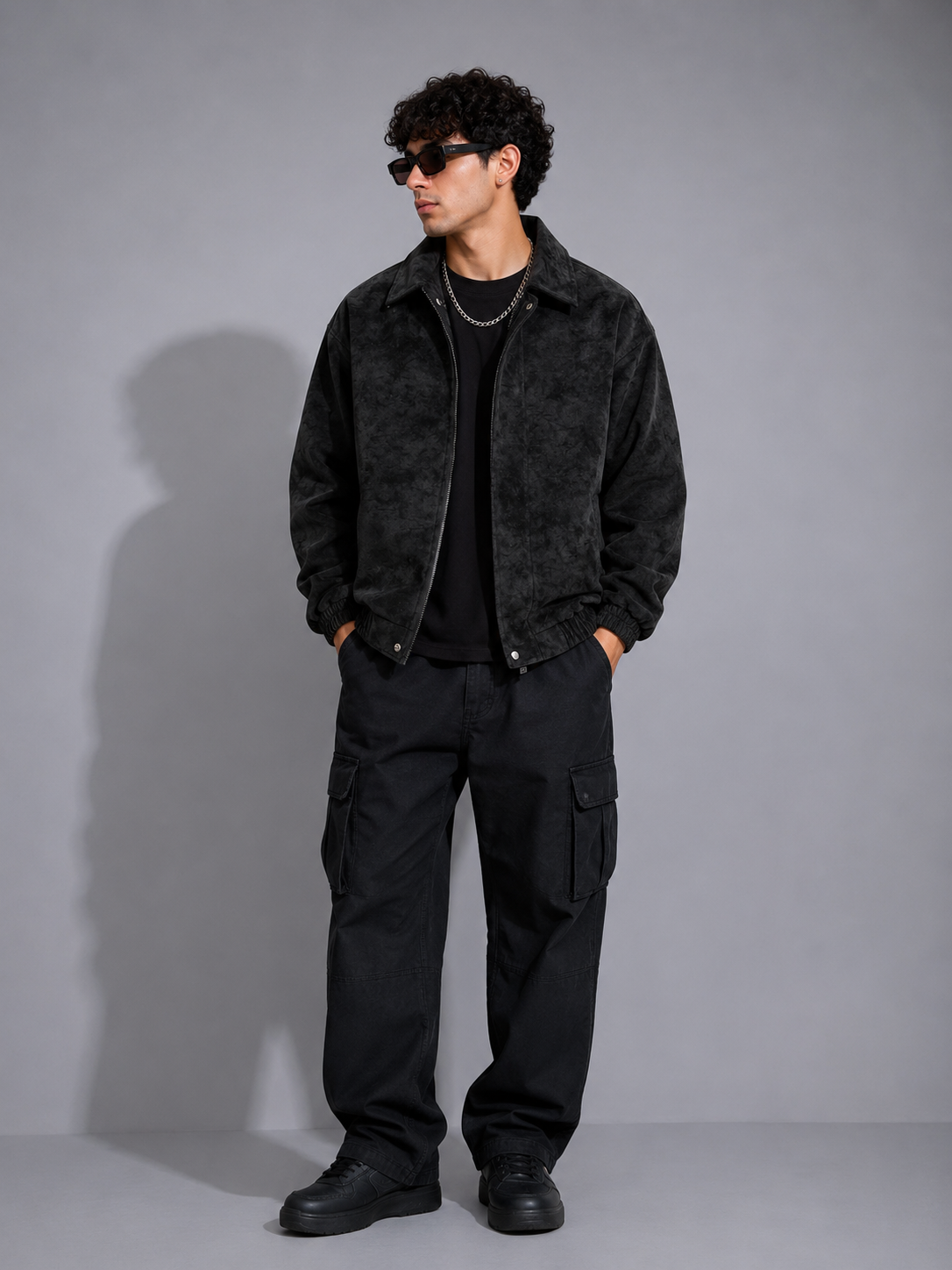 Men's Plus Size Zip Up Leather Jacket