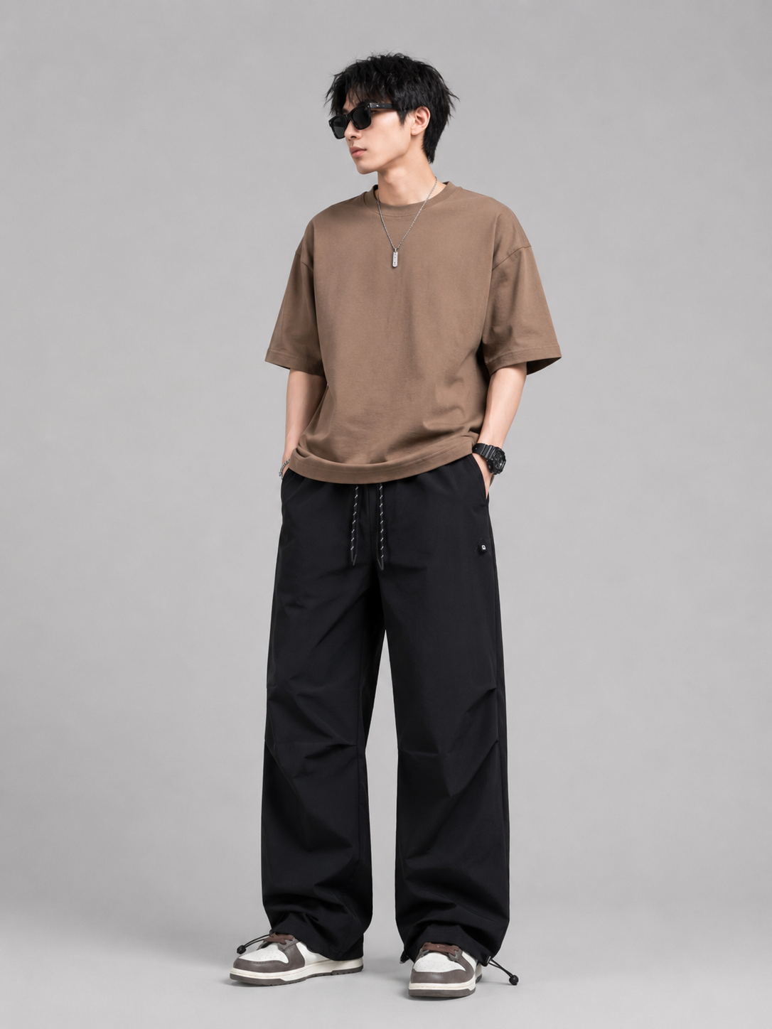Men's Plus Size Drawstring Wide Leg Pants