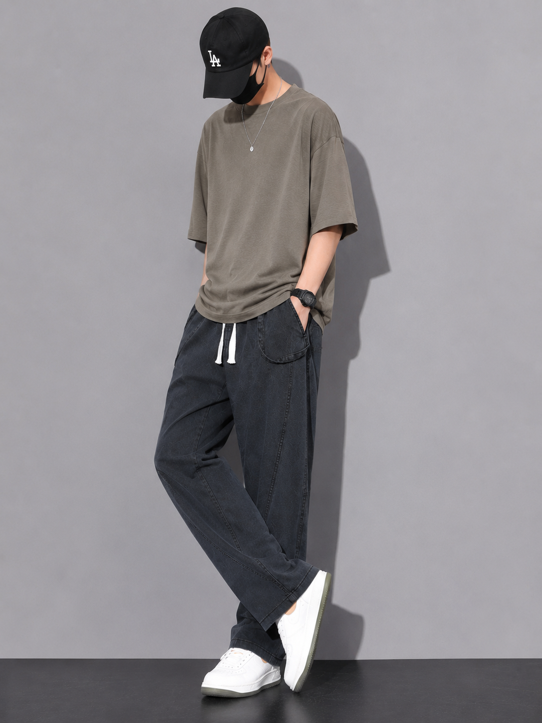 Men's Plus Size Washed Loose Fit Pants