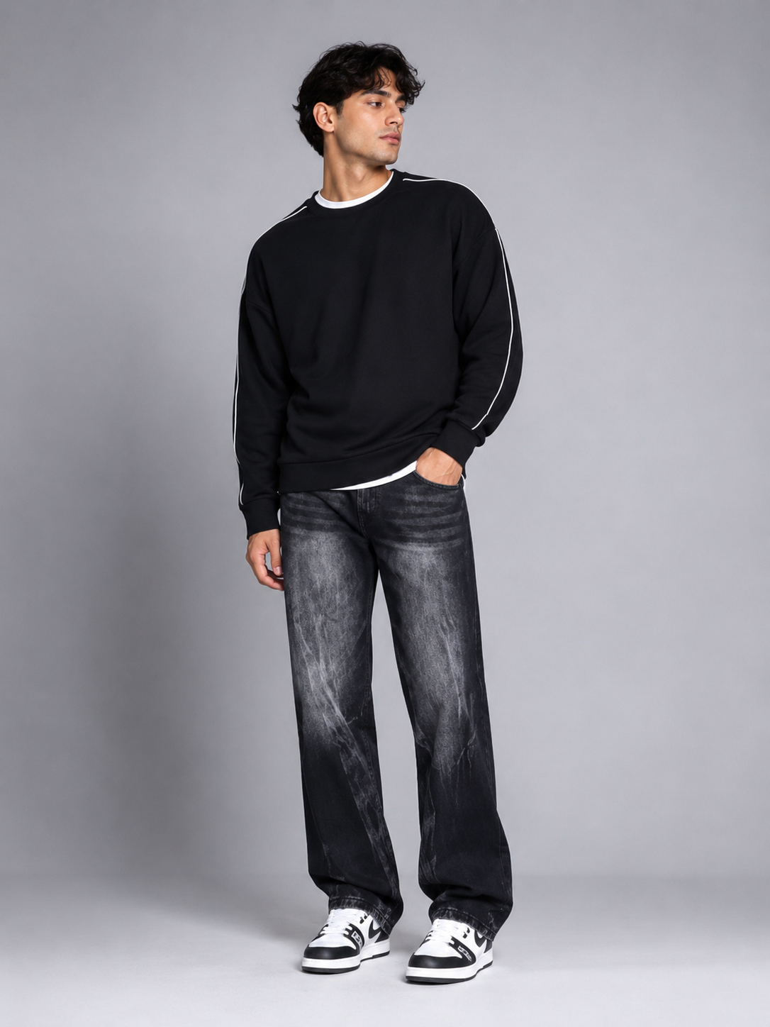 Men's Full Size Wash Loose Fit Jeans Plus Size