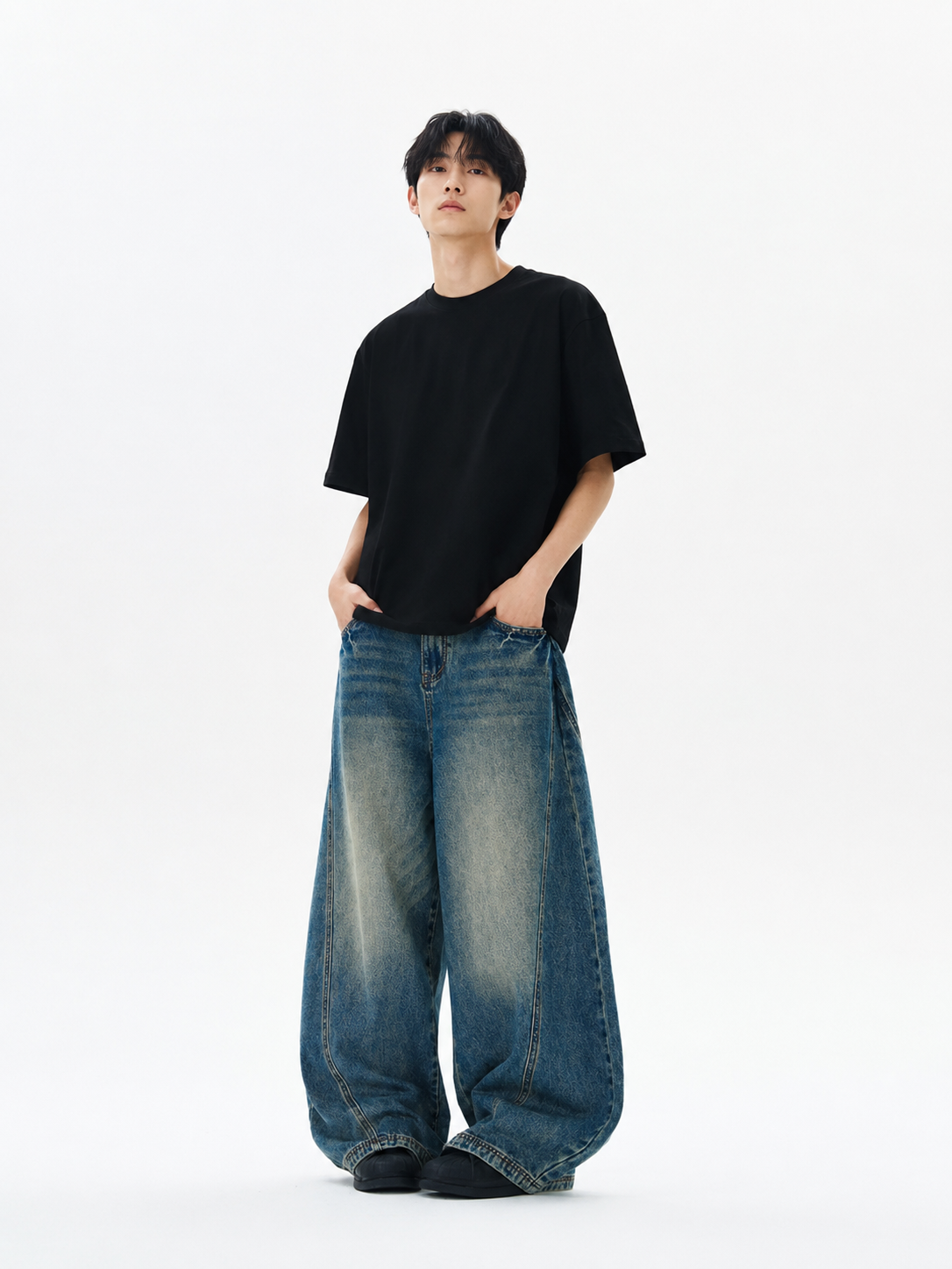 Men's Vintage Wash Wide Leg Jeans