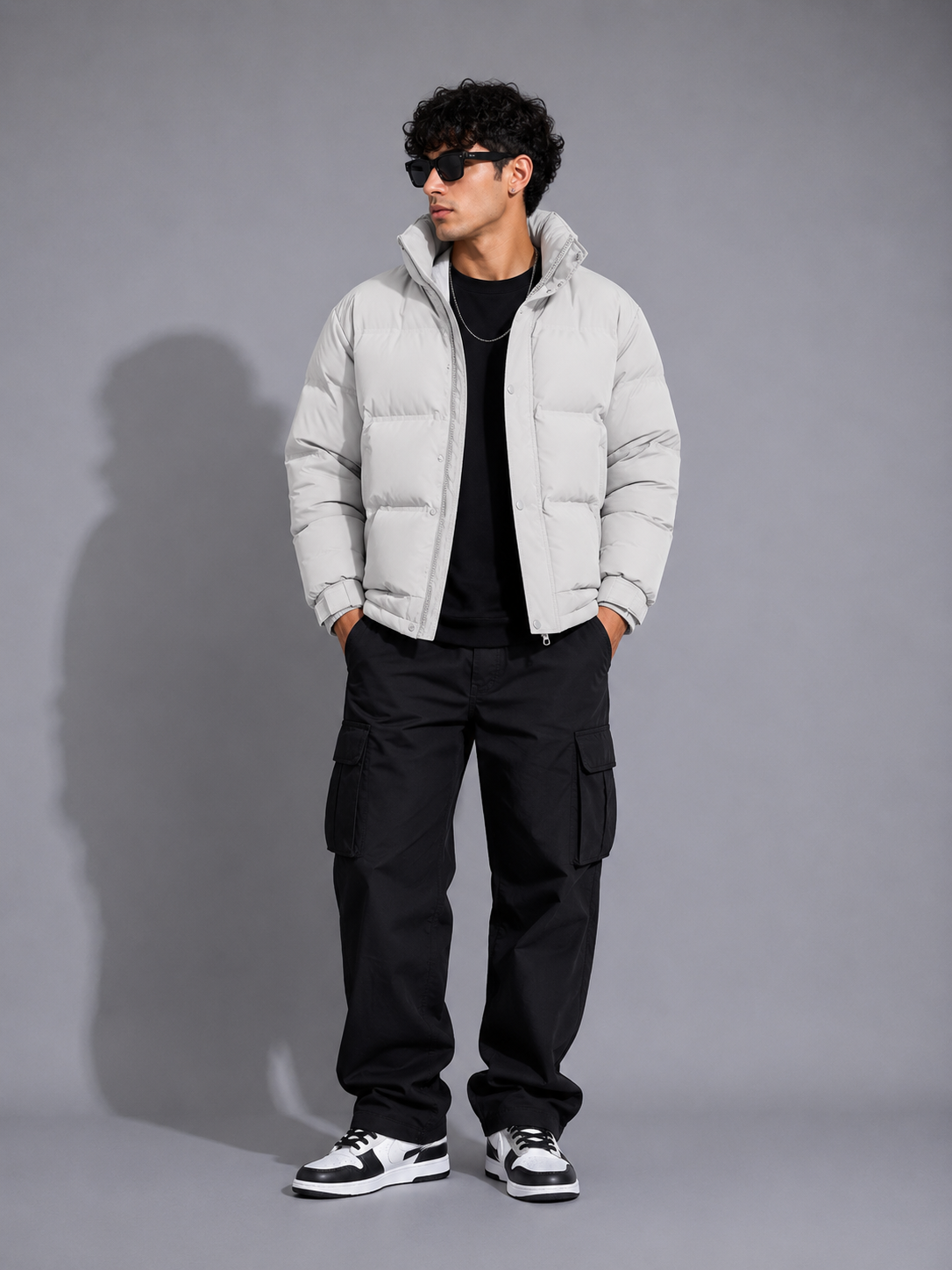 Men's Plus Size Stand Collar Puffer Jacket