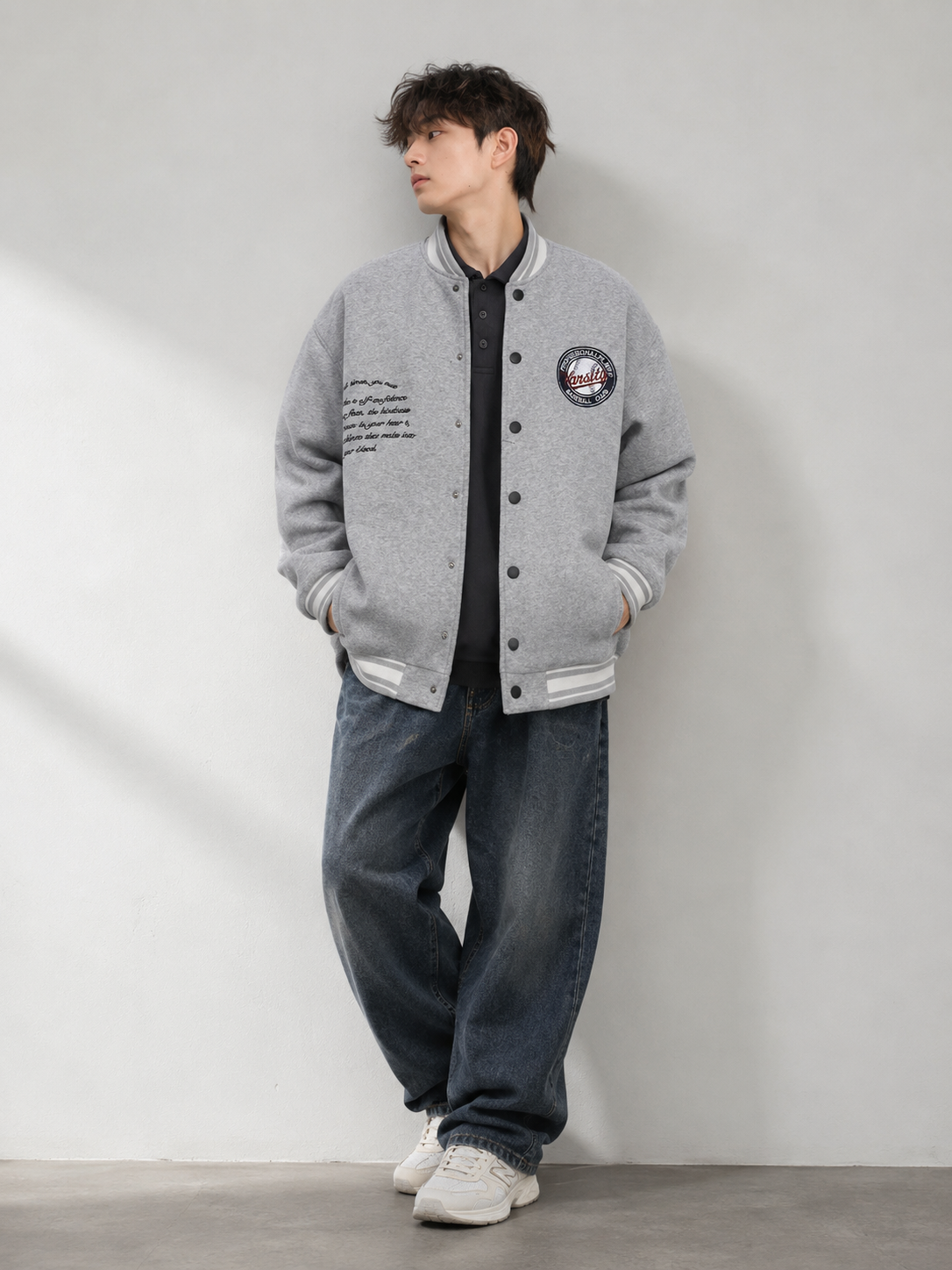 Men's Plus Size Snap Down Dropped Shoulder Jacket