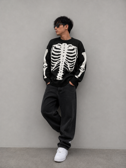 Skeleton Graphic Crewneck Sweater