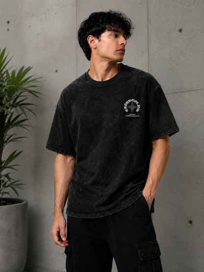 Men's Washed Black Streetwear T-Shirt