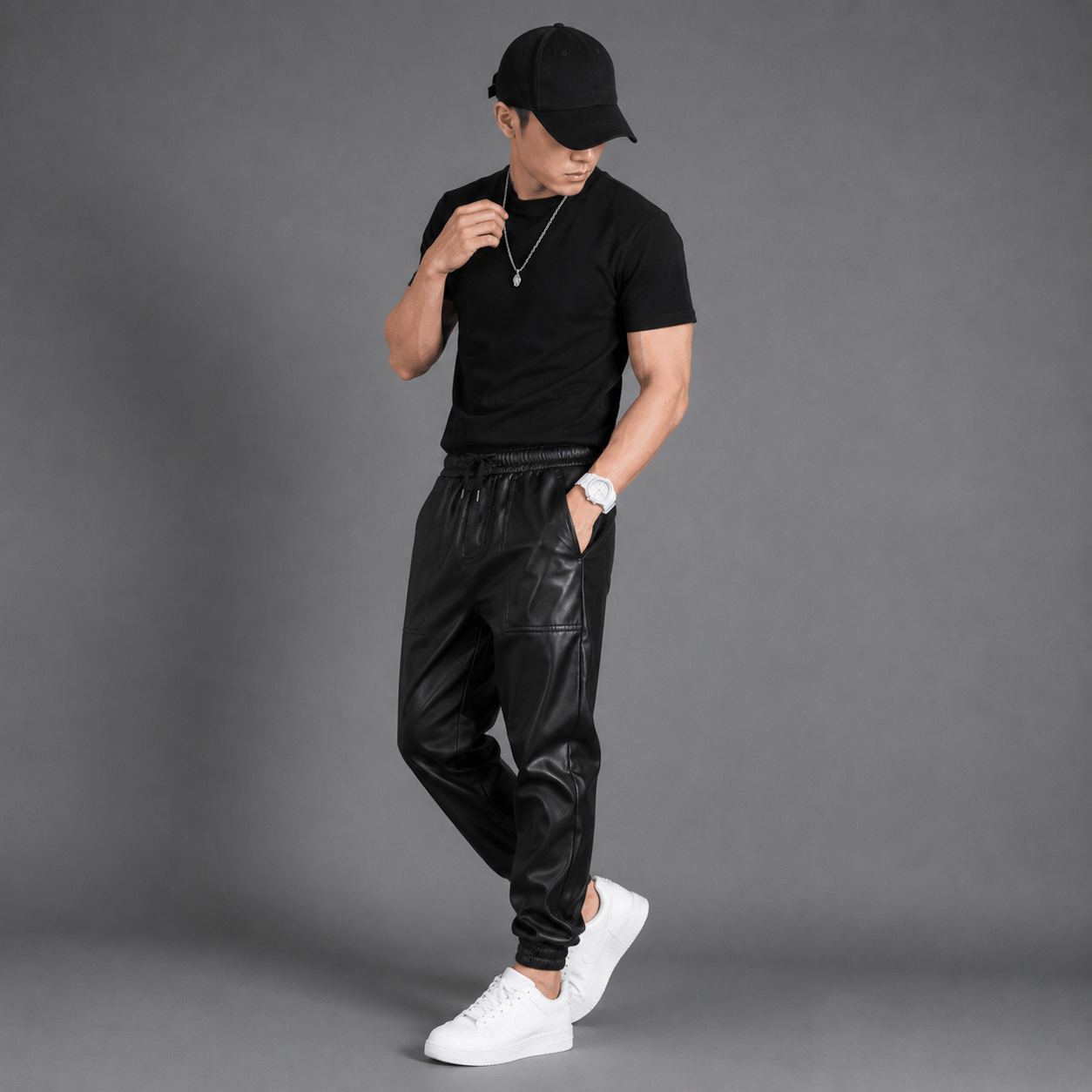 Pants Leather Trend Black