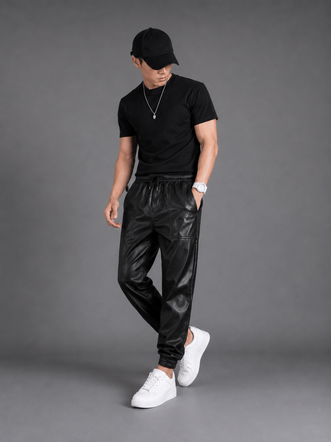 Pants Leather Trend Black