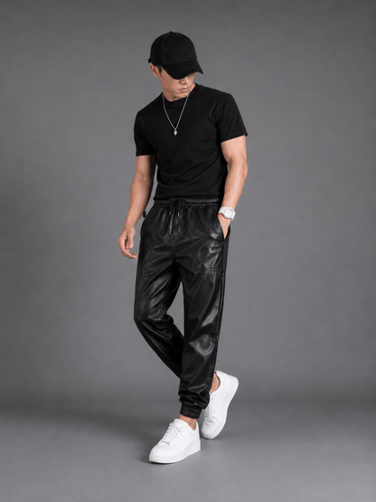 Pants Leather Trend Black