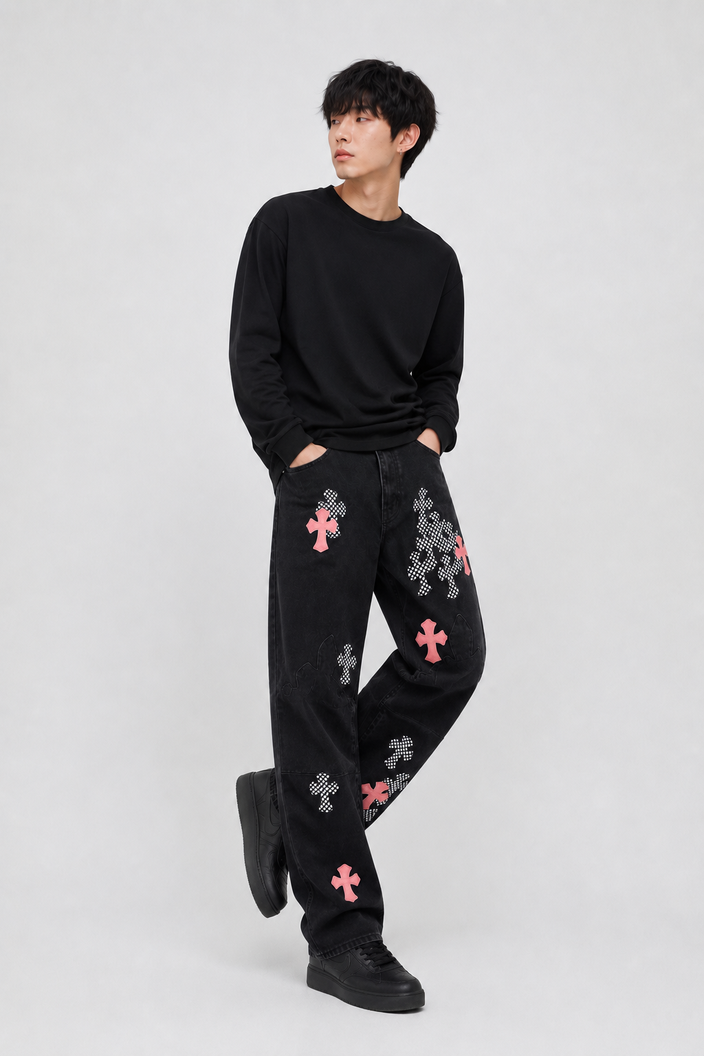 Men's Plus Size Cross Loose Fit Jeans