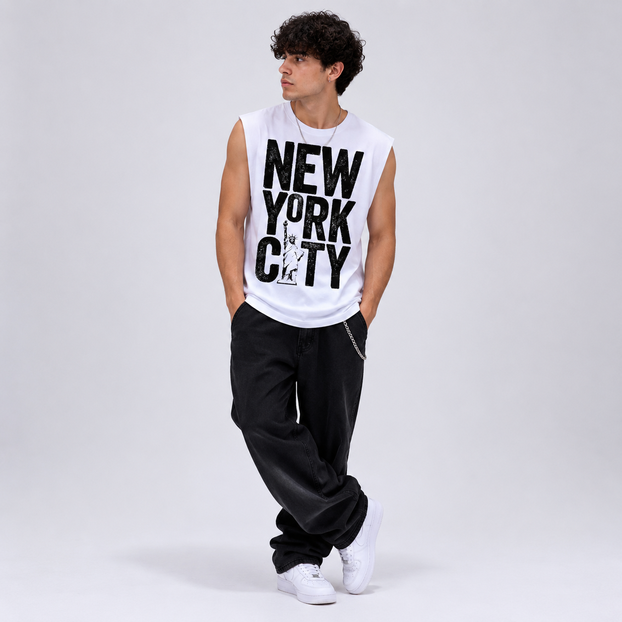 Raw Edge Cotton Tank Top