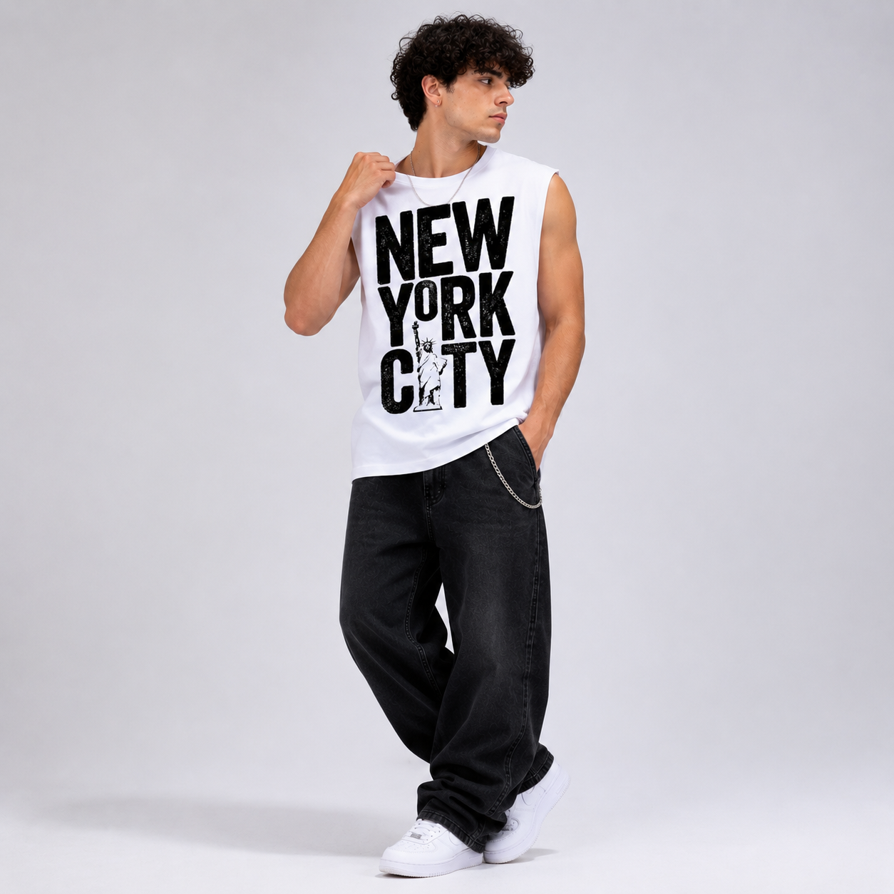 Raw Edge Cotton Tank Top