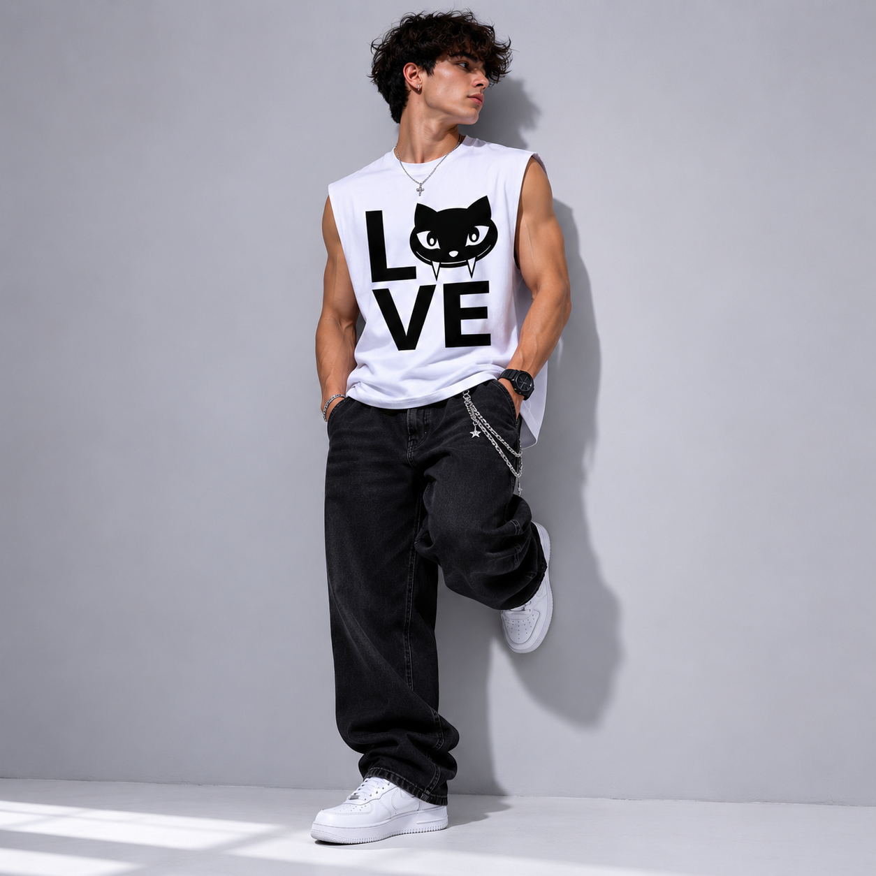Raw Edge Cotton Tank Top