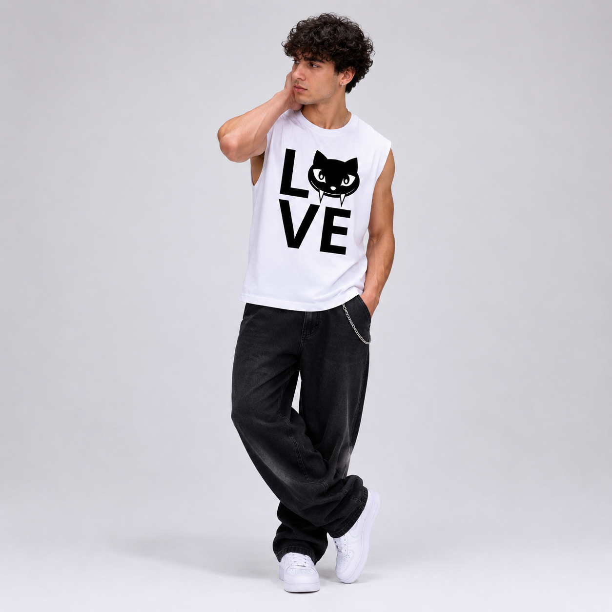 Raw Edge Cotton Tank Top