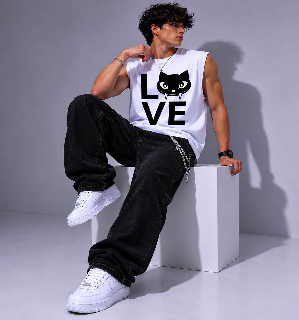 Raw Edge Cotton Tank Top
